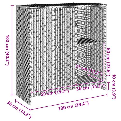 Шкаф за съхранение с рафт Кафяво 100 x 36 x 102 см Ратан