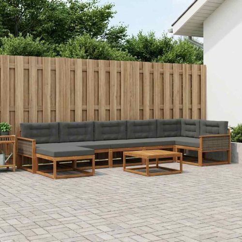 Комплект дивани за открито 8 pcs Натурален и Антрацит