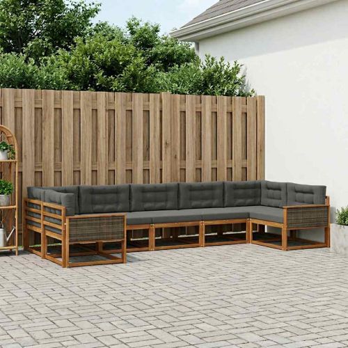 Комплект дивани за открито 7 pcs Натурален и Антрацит