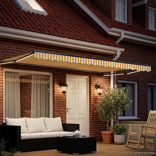 Ръчен изтеглящ сенник с LED светлини 4 x 2 m