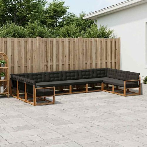 Комплект дивани за открито 10 pcs Естествено и черно
