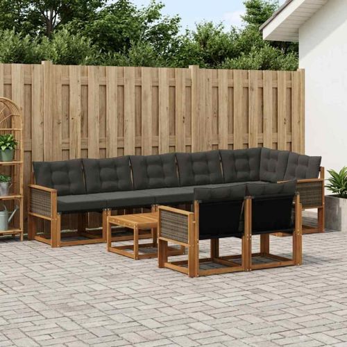 Комплект дивани за открито 9 pcs Естествено и черно