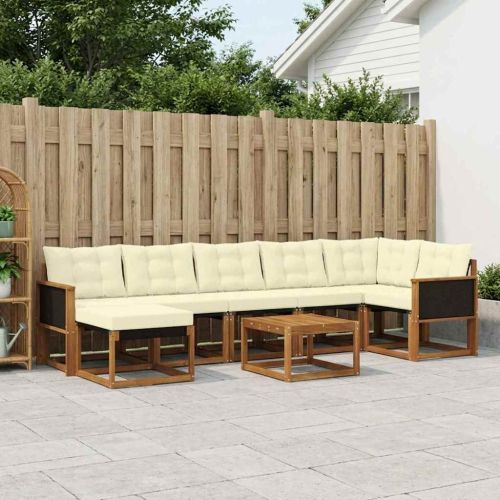 Комплект дивани за открито 8 pcs Натурален и Крема