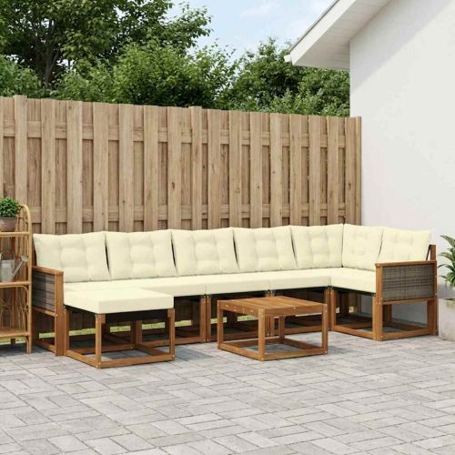 Комплект дивани за открито 8 pcs Натурален и Крема