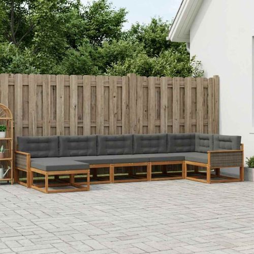 Комплект дивани за открито 7 pcs Натурален и Антрацит