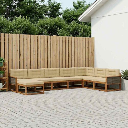 Комплект дивани за открито 8 pcs Натурален и Бежов