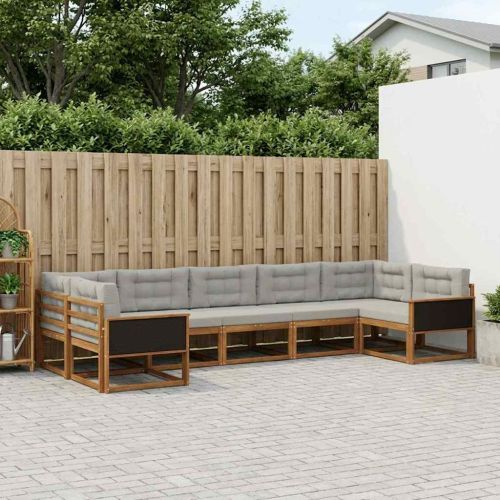 Комплект дивани за открито 7 pcs Натурално и светлосиво