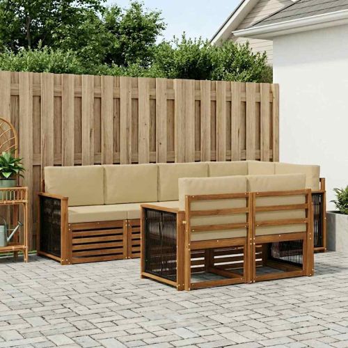 Комплект дивани за открито 6 бр. Натурално