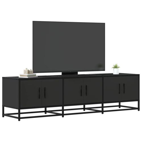ТВ шкаф черен 150x35x41 cm Изработена дървесина и метал