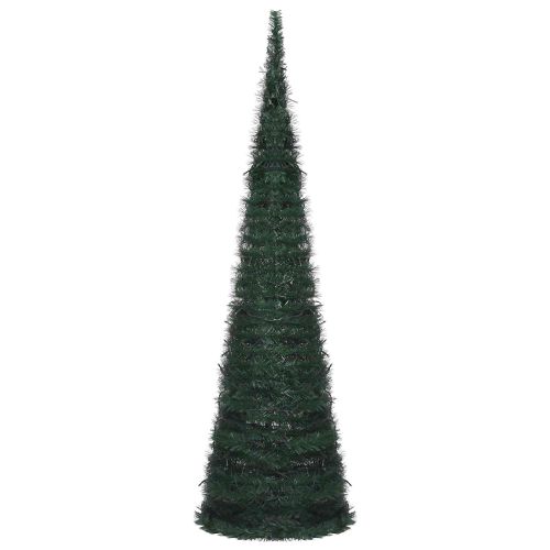 Коледно дърво with LED String Lights Зелен 150 x 150 cm ПВЦ