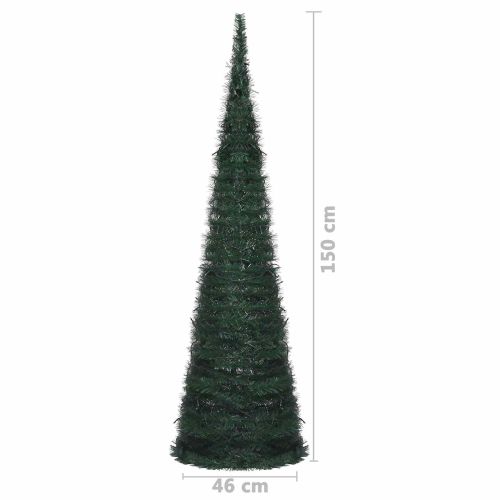 Коледно дърво with LED String Lights Зелен 150 x 150 cm ПВЦ