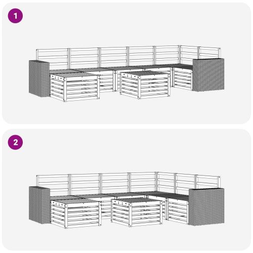Комплект дивани за открито 8 pcs Натурално