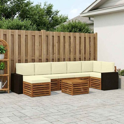 Комплект дивани за открито 8 pcs Натурален и Крема