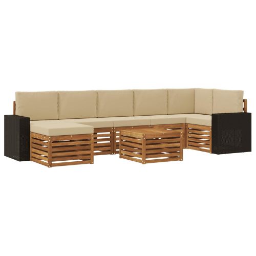 Комплект дивани за открито 8 pcs Натурален и Бежов