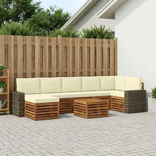 Комплект дивани за открито 8 pcs Натурален и Крема