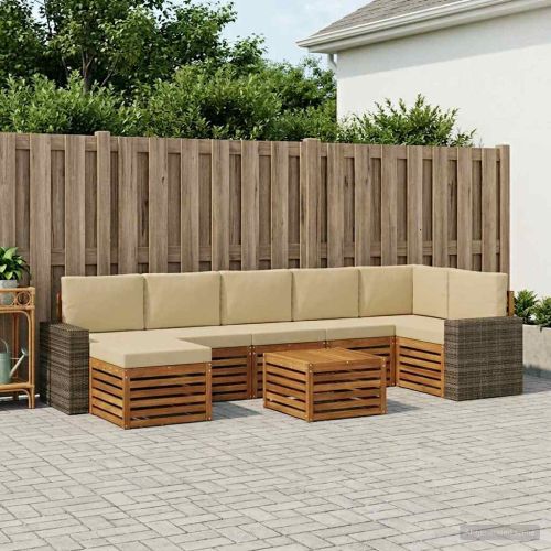 Комплект дивани за открито 8 pcs Натурален и Бежов
