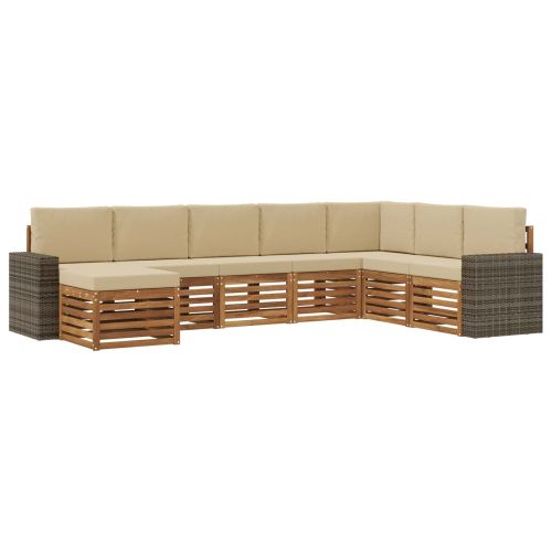 Комплект дивани за открито 8 pcs Натурален и Бежов