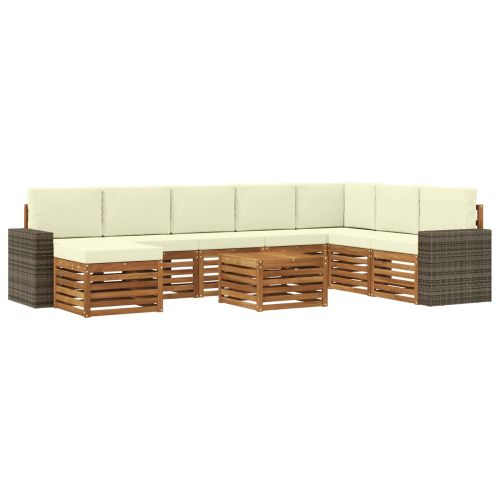 Комплект дивани за открито 9 pcs Натурален и Крема