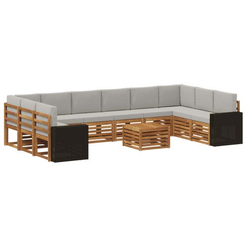 Комплект дивани за открито 11 pcs Натурално и светлосиво