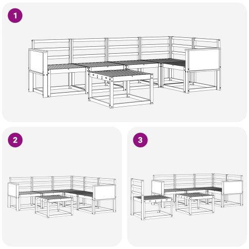 Комплект дивани за открито 6 pcs Натурално