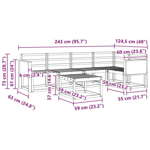 Комплект дивани за открито 6 pcs Натурално
