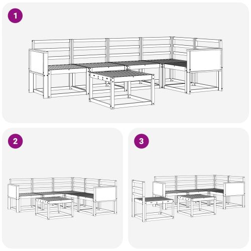 Комплект дивани за открито 6 pcs Натурално