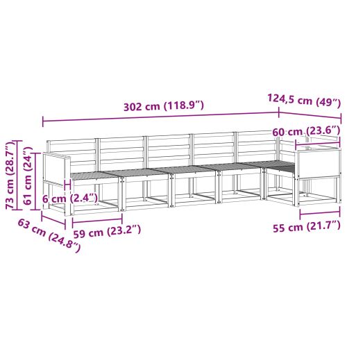 Комплект дивани за открито 6 pcs Натурално