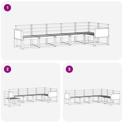 Комплект дивани за открито 6 pcs Натурално