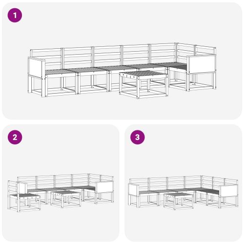 Комплект дивани за открито 7 pcs Натурално