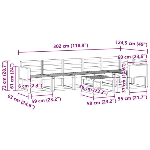 Комплект дивани за открито 7 pcs Натурално