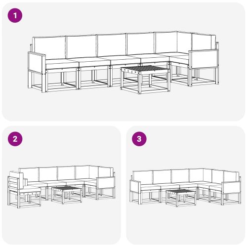 Комплект дивани за открито 7 pcs Натурален и Крема Полиестер
