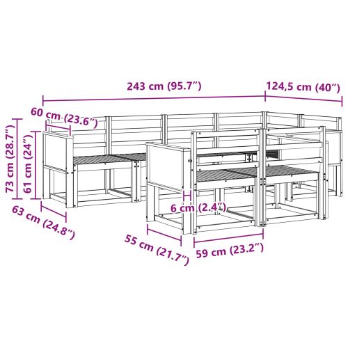 Комплект дивани за открито 7 pcs Натурално