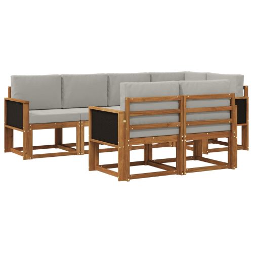 Комплект дивани за открито 7 pcs Натурално и светлосиво