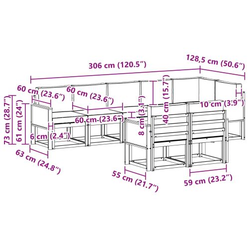 Комплект дивани за открито 8 pcs Натурален и Крема Полиестер