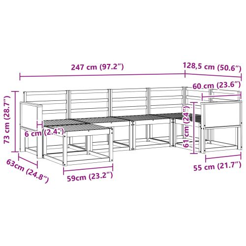 Комплект дивани за открито 6 pcs Натурално