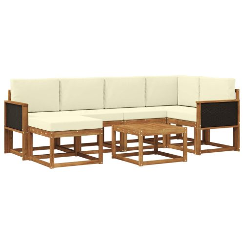 Комплект дивани за открито 7 pcs Натурален и Крема