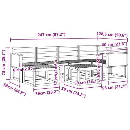 Комплект дивани за открито 7 pcs Натурално