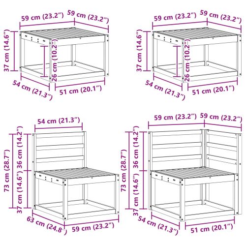 Комплект дивани за открито 7 pcs Натурално
