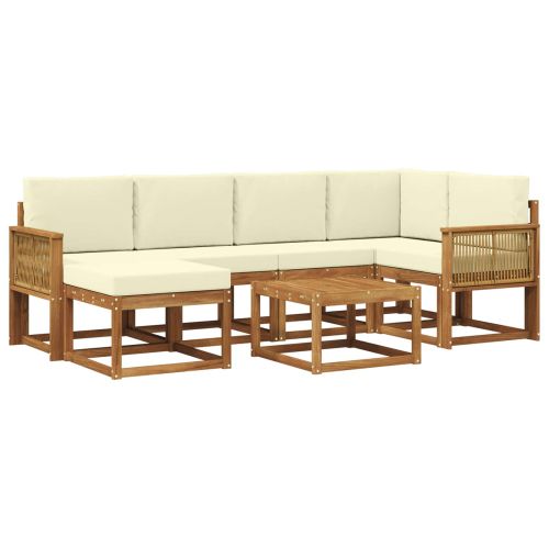 Комплект дивани за открито 7 pcs Натурален и Крема
