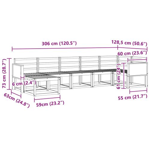 Комплект дивани за открито 7 pcs Натурално