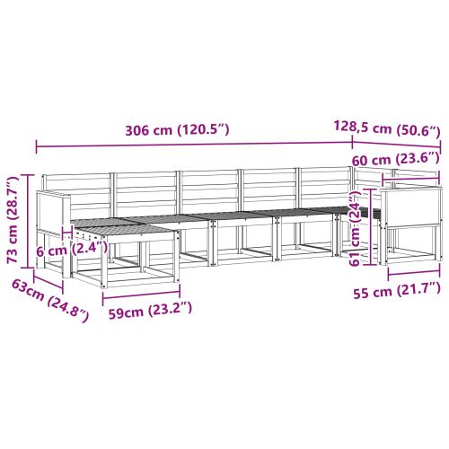 Комплект дивани за открито 7 pcs Натурално