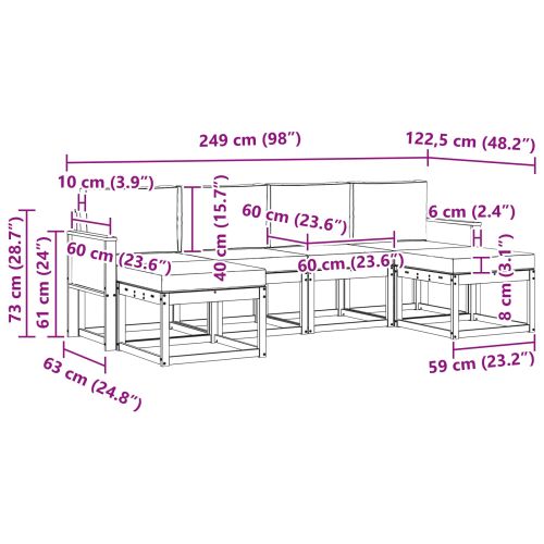 Комплект дивани за открито 6 pcs Натурален и Крема Полиестер