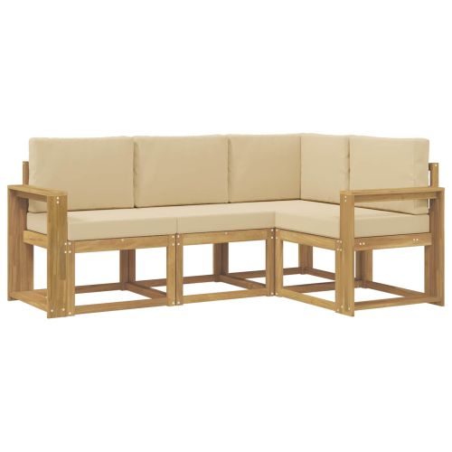 Комплект дивани за открито 4 pcs Бяло и Бежово