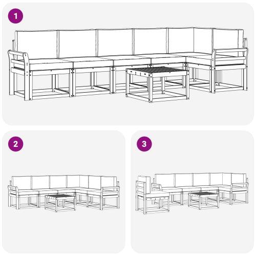 Комплект дивани за открито 7 pcs Бяло и Бежово Полиестер