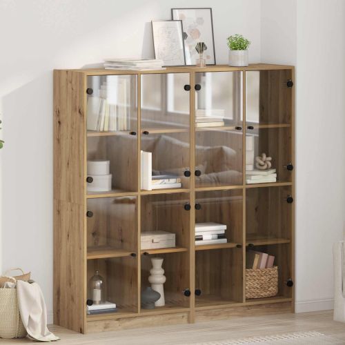 Висок шкаф 2 pcs Дъб 68 x 37 x 142 см Инженерно дърво