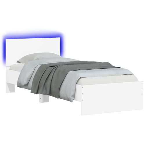Легло с LED Бяло 80 x 200 cm Инженерна дървесина