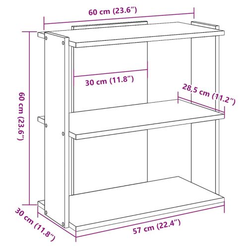 Библиотека 3 рафта дъб артизан 60x30x60 см инженерно дърво