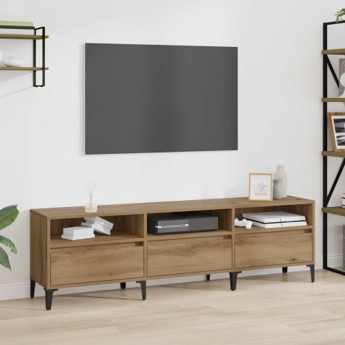 ТВ шкаф Дъб 150 x 30 x 45 см Инженерна дървесина и желязо