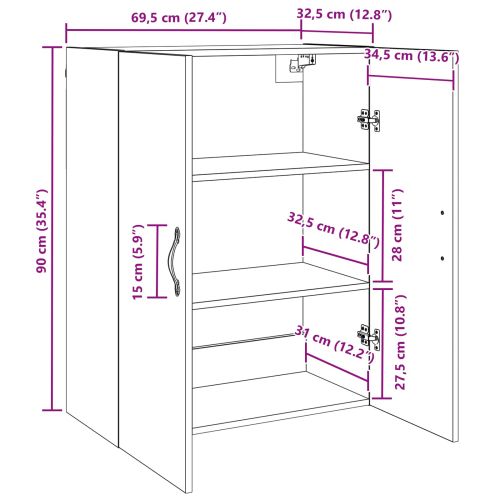 Стенен шкаф Дъб 69,5 x 34 x 90 см Инженерно дърво