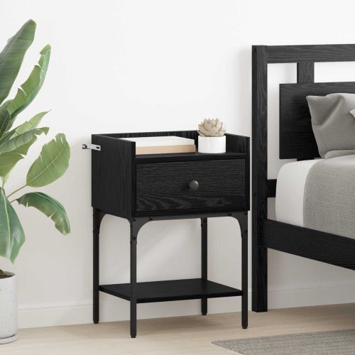 Нощно шкафче 2 pcs Черния дъб 40 x 29 x 60 см Инженерно дърво